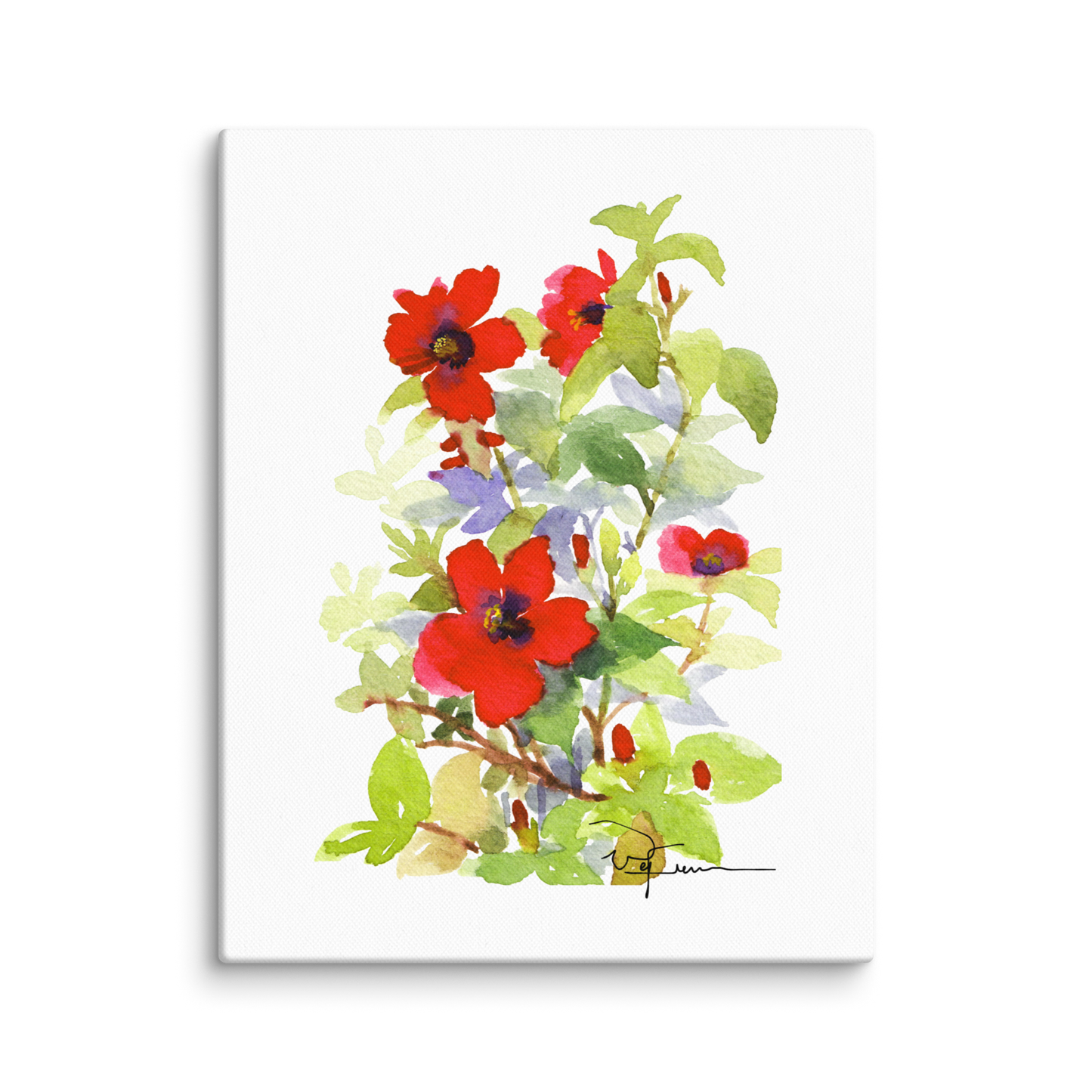 Watercolor Flower #9_Hibiscus Print Canvas