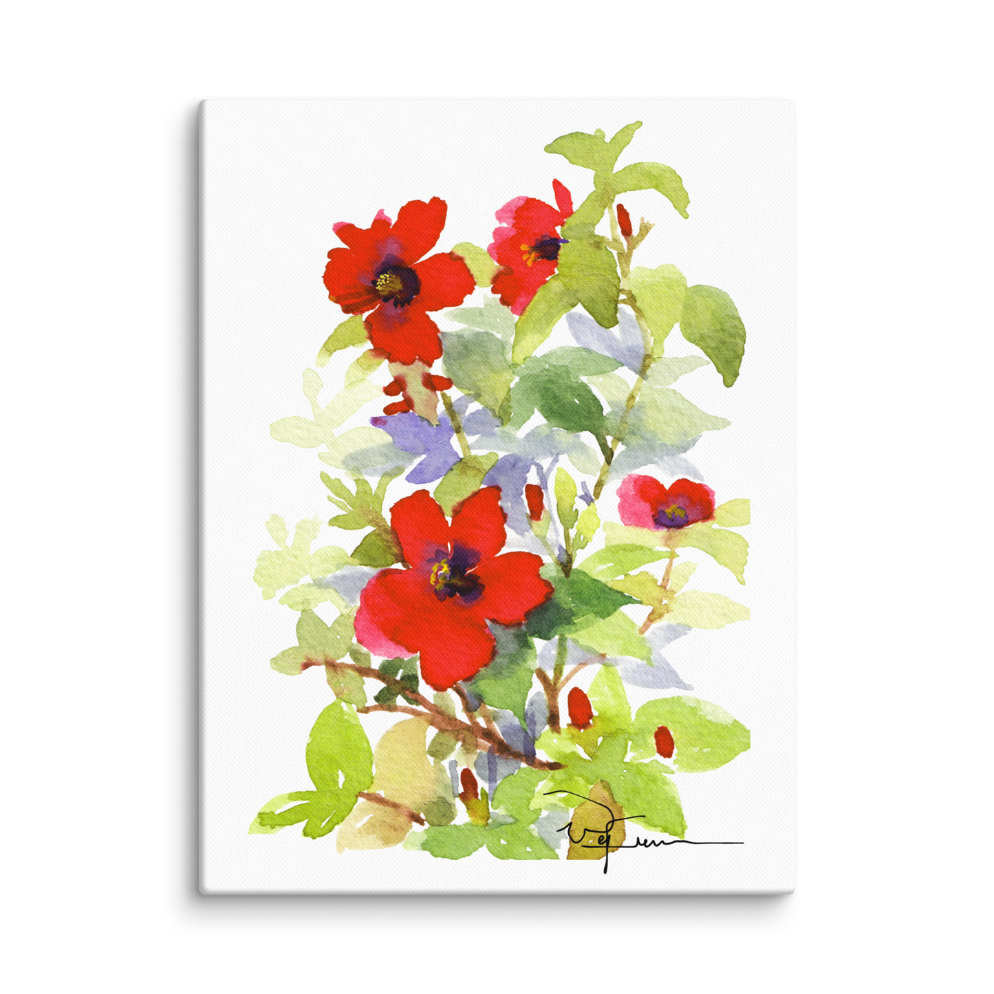 Watercolor Flower #9_Hibiscus Print Canvas